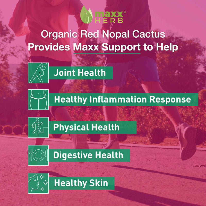 Red Nopal Cactus Capsules - Organic Prickly Pear Fiber, Vitamins, Antioxidant, Metabolic Support, No Added Sugar, Non-GMO, Gluten Free (180 Veggie Capsules)