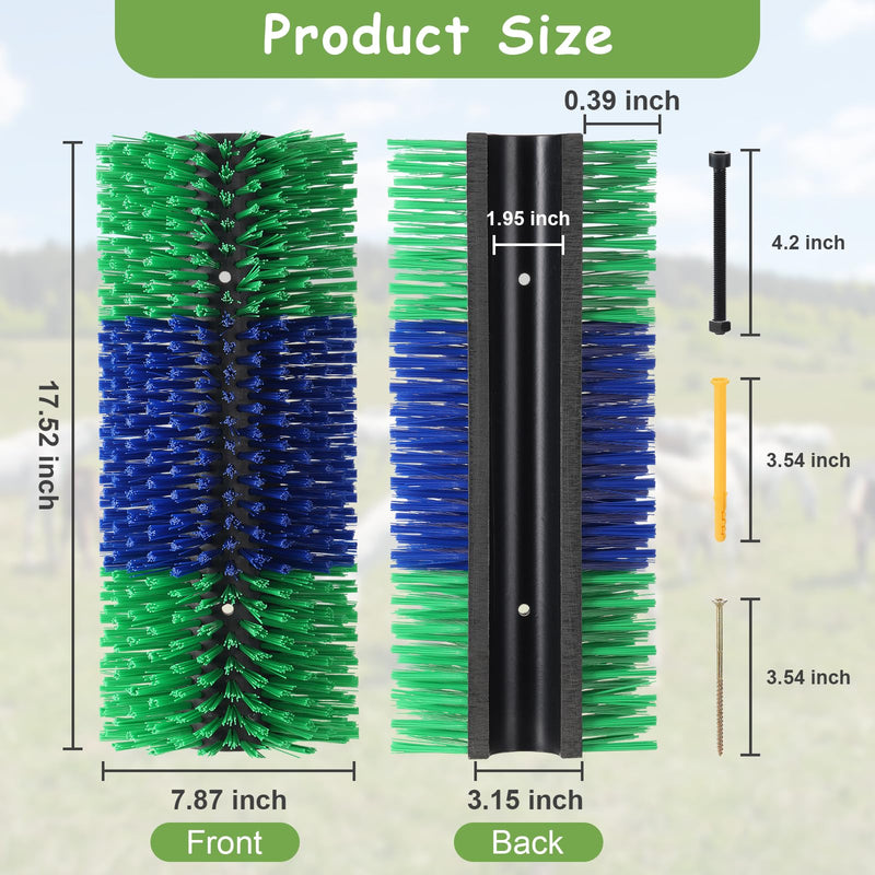 Livestock Scratching Brush, 17.5 x 7.8 Inch Goat Brushes for Grooming, Horse Brushes for Shedding, Livestock Brush with 4 Screws Great for Horse, Elk, Cattle, Pig, Sheep（Green） GREEN-1PCS - BeesActive Australia