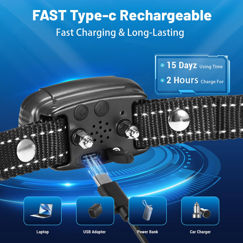 Dog Bark Collar, Dog Shock Collar for Large Medium Small Dogs 10-150lbs, Rechargeable Anti Barking Training Collar with 5 Adjustable Sensitivity, IP67 Waterproof Dog bark Deterrent Devices (Black) Black - BeesActive Australia