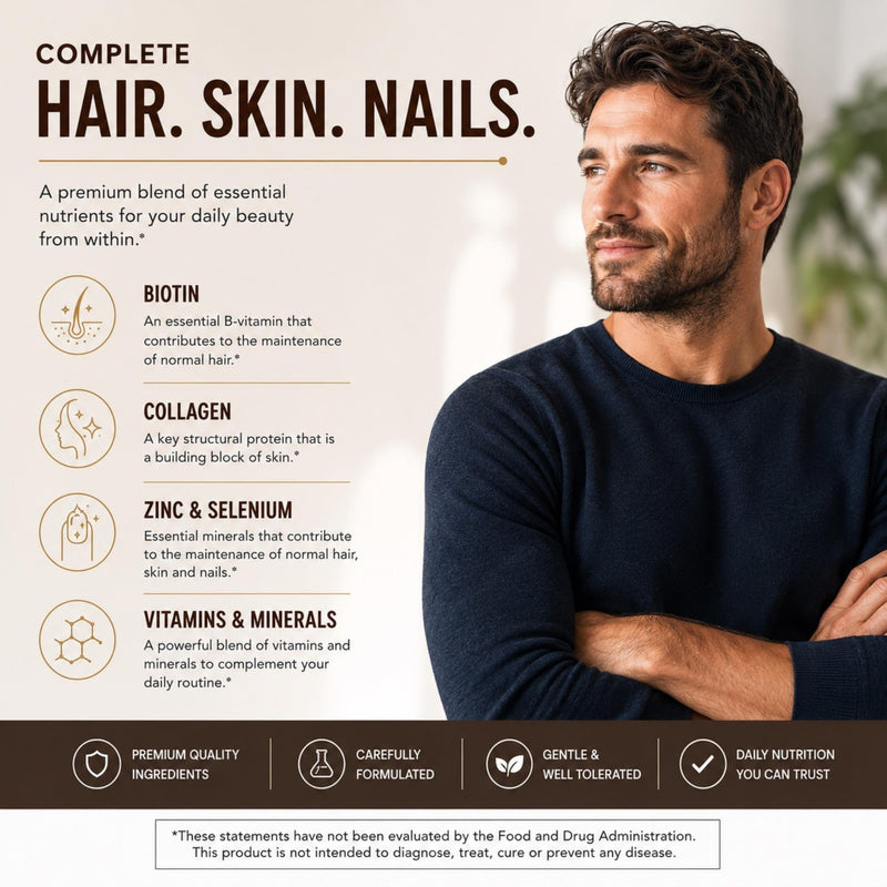 Hair, Skin & Nails – High-Potency Formula with Biotin, B-Complex, Hyaluronic Acid, Zinc, Selenium & Collagen – 30 Tablets – 30 Servings (30 Count (Pack of 1)) 30 Count (Pack of 1)