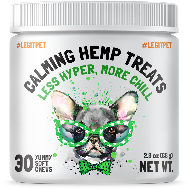 Calming Hemp Treats for Dogs Made in USA Organic Hemp Natural Separation Aid Helps with Barking, Chewing, Thunder, Fireworks, Aggressive Behavior Soothing Stress Relief Natural Relaxation 30 Chews - PawsPlanet Australia