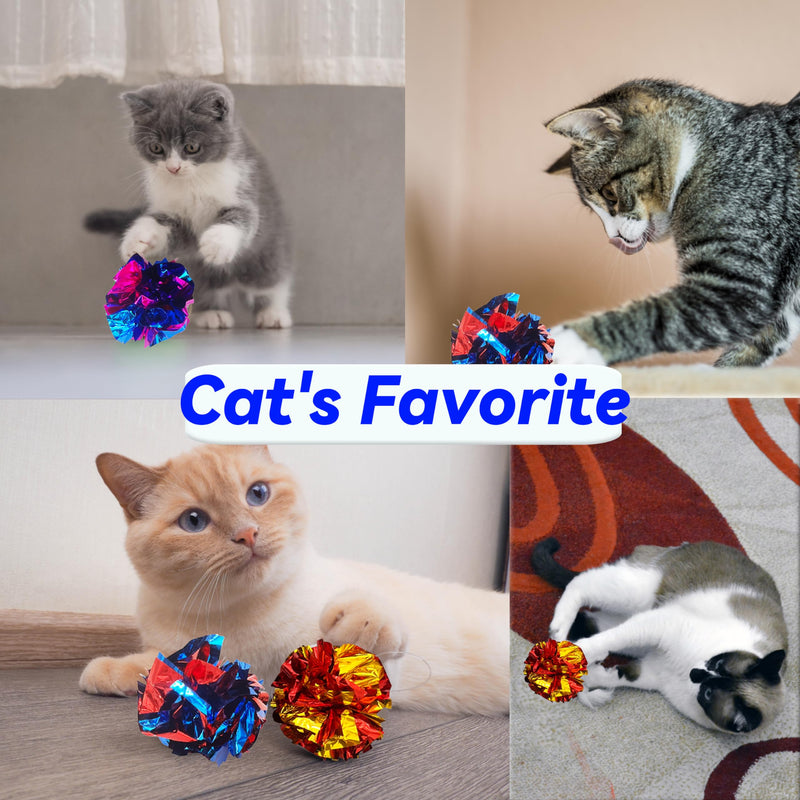 Cat Crinkle Ball Toys 10 Packs for Indoor Cats to Kill Time and Keep Fit, 2.3 Inch Colorful Mylar Crinkle Balls Attract Cats to Swat, Bite, Hunt, Interactive Toys for Cats and Kittens - BeesActive Australia
