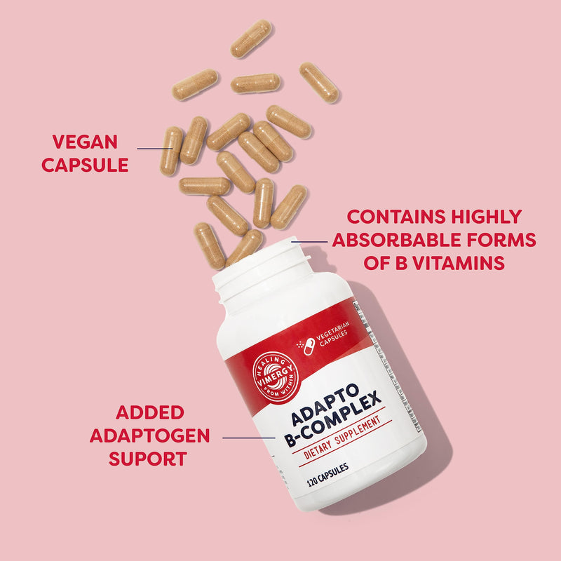 Vimergy Adapto B Complex, 120 Servings – High Potency with 8 B Vitamins, Rhodiola & Hawthorn Berry – Supports Mental Energy, Cognition, Mood - Non-GMO, Kosher, Vegan, No Gluten, No Soy | Supports Mental and Physical Energy*, Brain Body Adaptogen & Noot...
