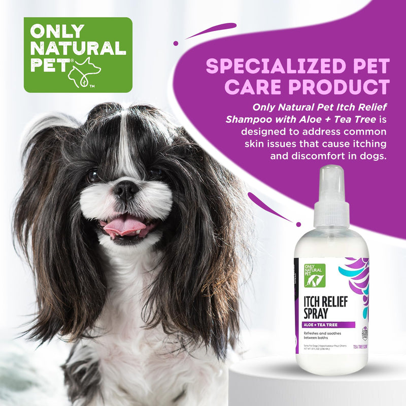 Only Natural Pet Itch Relief Spray with Aloe + Tea Tree for Dogs, Anti Itch Spray for Dogs Allergies to Soothe Dry Irritated Skin and Itchy Skin Relief - 8 oz 8 oz - Spray - PawsPlanet Australia