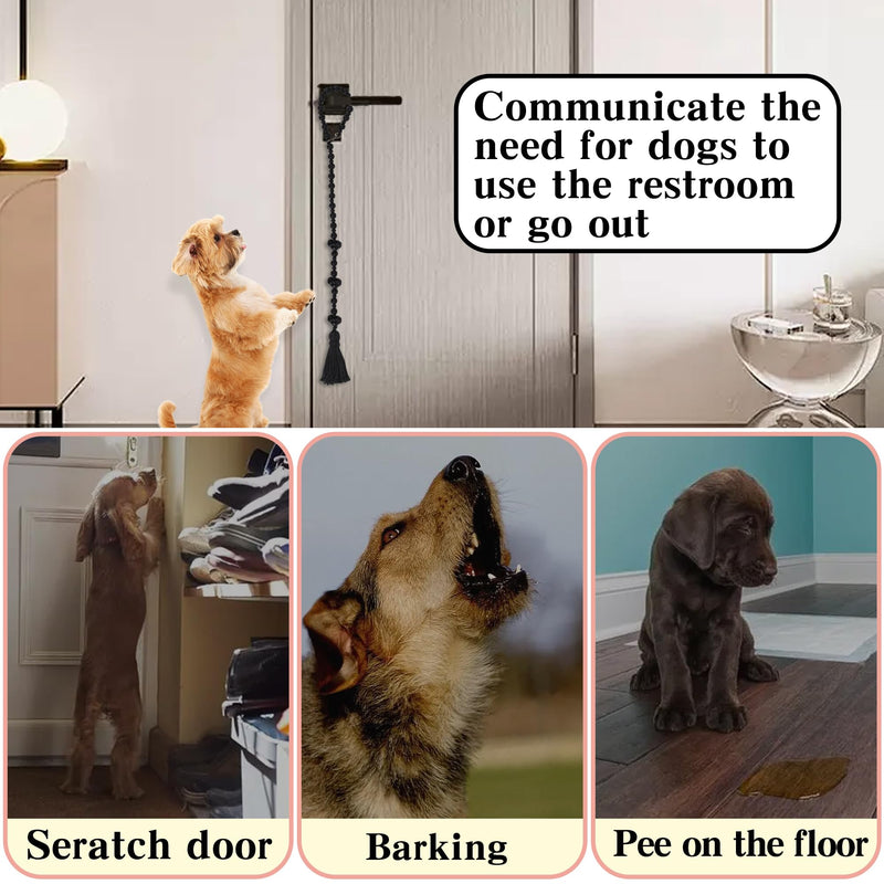 Meplait Dog Doorbells, Dog Doorbells for Potty Training, Adjustable Hanging Door Bell with 9 Bells Dog Bells to Go Outside for Small Medium Large Dogs (Black) Black - BeesActive Australia