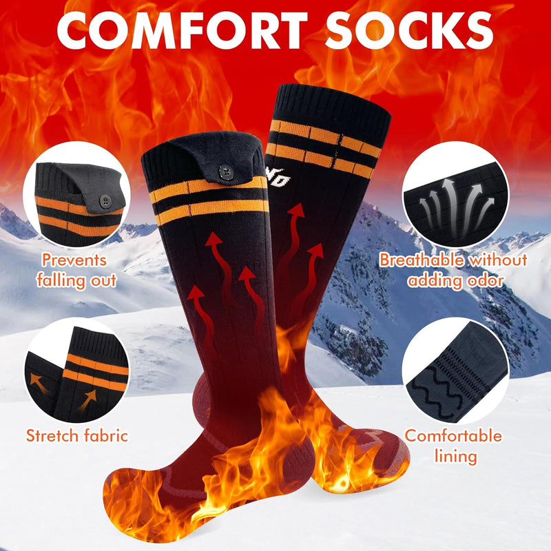 Rechargeable Heated Socks for Women Men, 5V 5000mAh Battery Powered Electric Heated Socks, Washable Foot Warmers with 3 Heat Settings, Outdoor Hunting Camping Skiing Cycling Warm Heating Socks - BeesActive Australia