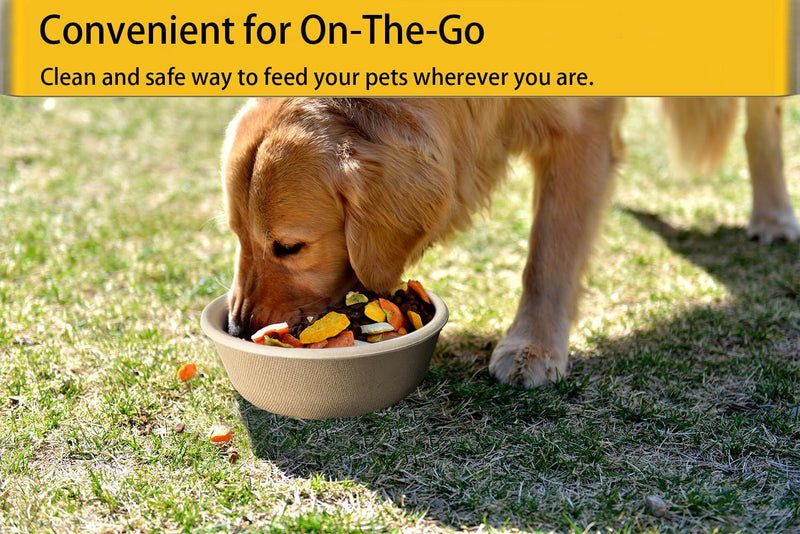 JETKONG 12 oz/1.5 cup Disposable Dog Bowls 50pk, 100% Compostable Pets Feeding Bowls Paper Dog Travel Bowls Great for Dry and Wet Dog Food or Water (Natural, Pack of 50) 12oz (1.5cups) Natural-50 pack - BeesActive Australia