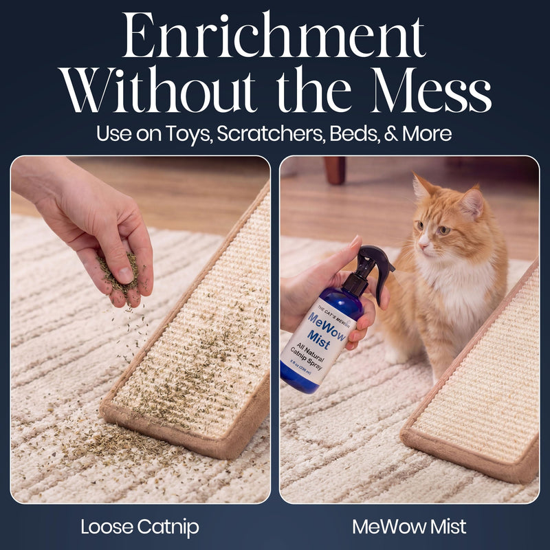 The Cat's MeWow - MeWow Mist - All Natural Extremely Potent Catnip Spray for Toys, Teasers, Kickers, Beds, Towers, Scratchers, and More. 8 fl oz Made in America