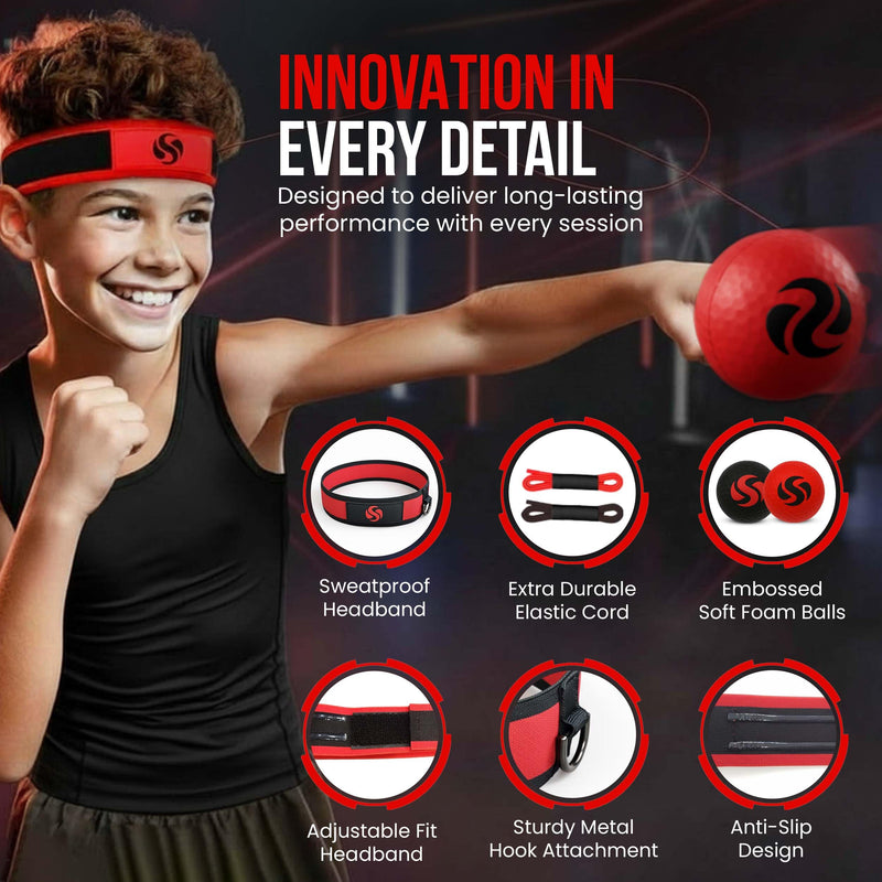 Soul Shift - Boxing Reflex Ball – Dual Competition Set | 2 Adjustable Headbands + 2 Training Balls + App Included | Speed, Agility & Hand-Eye Coordination for Adults & Kids | MMA Training Equipment App Edition (Competition Pack)