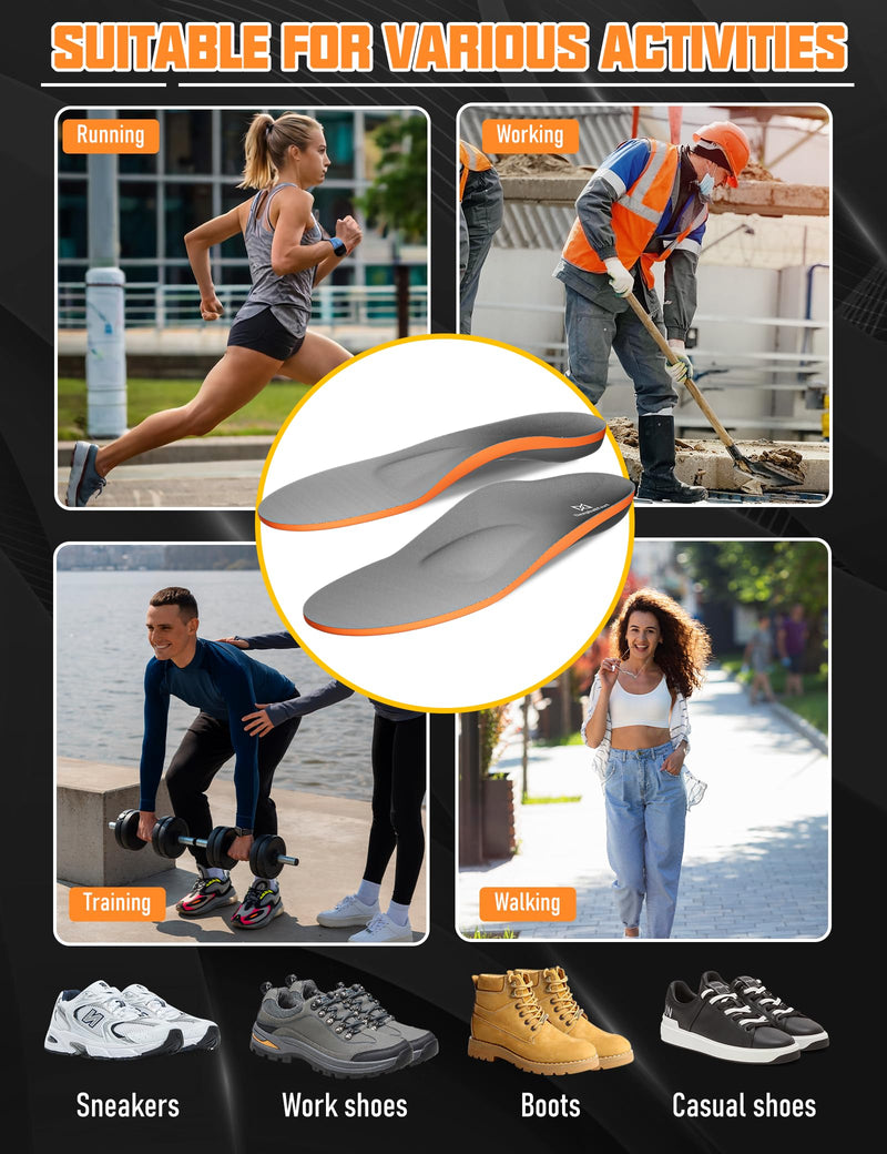 Metatarsalgia Support Insoles with Built-In Metatarsal Pad for Men Women, Shoe Inserts for Morton’s Neuroma, Ball of Foot Pain Relief, Orthotic Arch Support Insoles for Standing All Day-E E(Men's 8-9 / Women's 9-10)--275mm Dp02-met(grey)