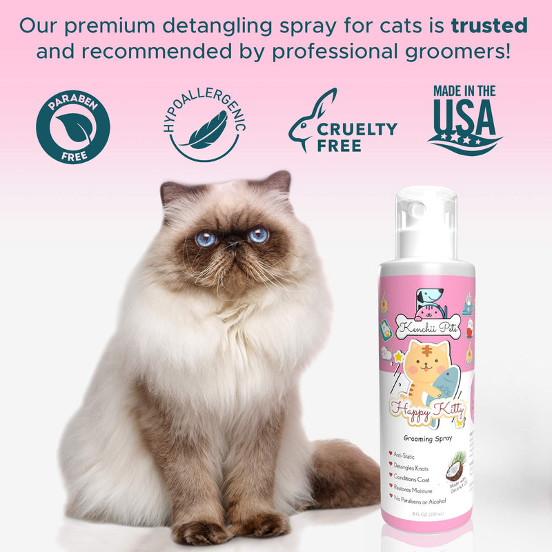 Professional Pet Grooming Spray for Kittens and Cats | All-Natural Scented Moisturizing Cat Detangler Spray | Kitten Conditioner Coat Shine Spray | Cat Grooming Supplies Happy Kitten - BeesActive Australia