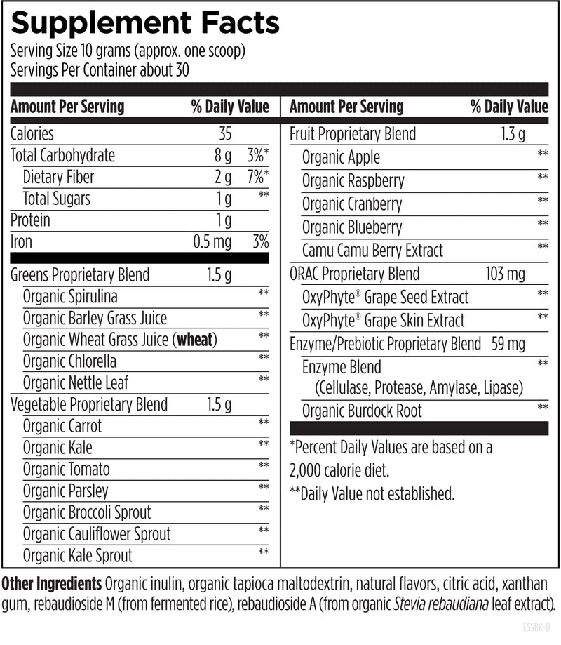 Designs for Health EssentiaGreens and Reds (Strawberry Kiwi, 30 Servings), Vegan Superfood Powder with Spirulina, Kale, Apple & More, for Daily Nutrition and Digestive Health | Vegan Superfood Powder with Spirulina, Kale, Apple, and More to Support Dai...