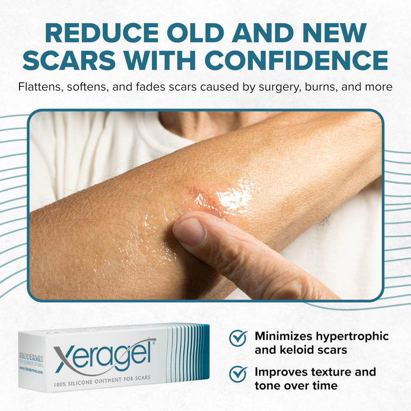Xeragel 100% Silicone Scar Treatment Ointment 10g – Scar Gel for Smoother, Flatter Scars from Surgery, Burns, Acne & More - For Old & New Scars on Face, Neck & Hands - Hypoallergenic & Fragrance-free