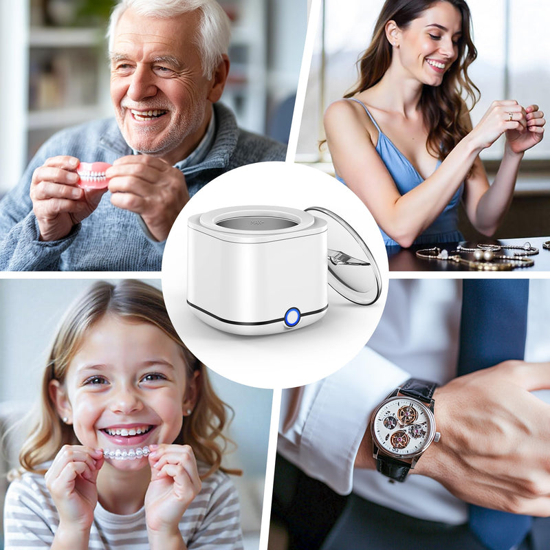 Miorcols Ultrasonic Retainer Cleaner, 48kHz Retainer Cleaner Machine for Dentures, Mouthguard, Braces, Night Guard, Toothbrush, Jewelry with 7.8OZ Dental Cleaning Pod-Cool White Cool White - BeesActive Australia