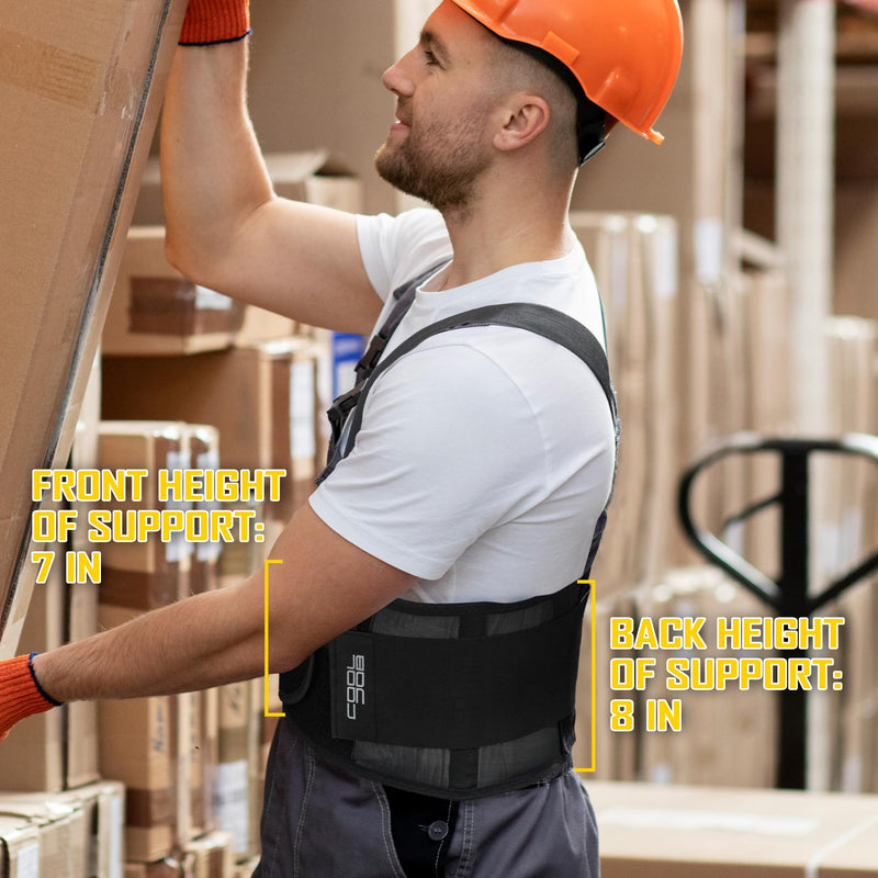 COOLJOB Expert Back Brace for Lower Back Pain Relief, Powerful Lumbar Support with 3D Foam Pad and Elastic Shoulder Strap, Breathable Adjustable Support Belt for Men Women, Black, XL for Waist 48-58" X-Large - BeesActive Australia