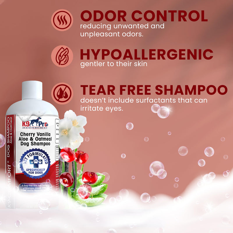 Dog Shampoo and Conditioner to Soothe, Moisturize, Cleanse, and Detangle - Amazing Cherry Vanilla Macaroon Scent with Aloe and Oatmeal All Natural Hypoallergenic Organic with No Parabens Or Sulfates - BeesActive Australia