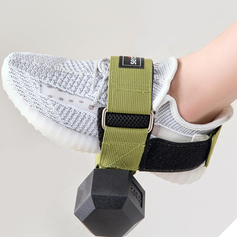 Feet Dumbbell Attachment,Tibialis Trainer, Feet Weight Lifting Dumbbell Ankle Strap,Leg Lift Exercise Equipment Army Green-2pcs