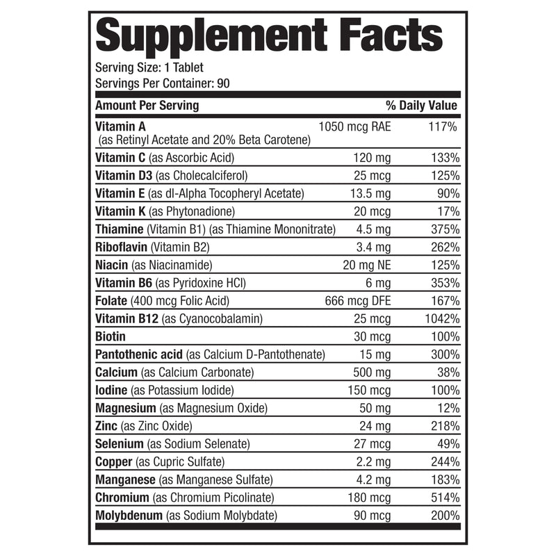 Bronson ONE Daily Women 50+ Complete Multivitamin Multimineral, 90 Tablets | Once-Daily, Targeted Nutrition For Active Women Over 50, Non-GMO, Gluten-Free, Soy-Free 90 Count (Pack of 1)