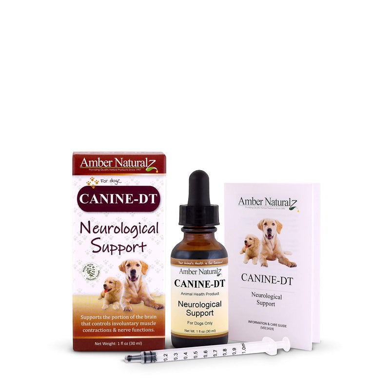 Amber NaturalZ Canine DT Herbal Supplement for Dogs | Canine Supplement for Muscle, Nose, Paw Pad, Nerve, and Neurological Support | 1 Fluid Ounce Glass Bottle