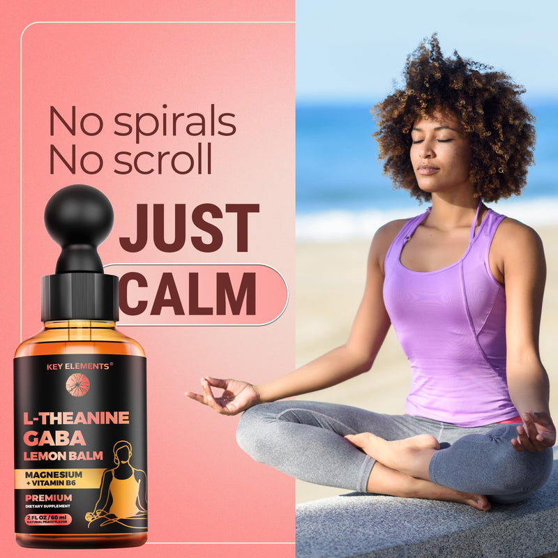 L Theanine and GABA Supplements with Lemon Balm Extract & Magnesium | L-Theanine and Magnesium with B6 | Liquid GABA L Theanine Supplements | Stress Relief & Relaxation GABA Drops