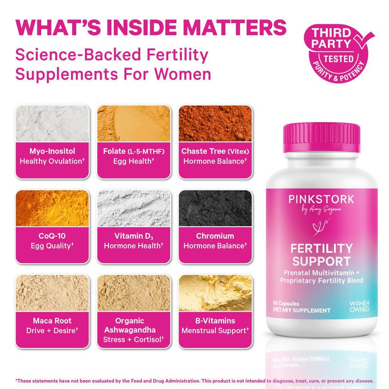 Pink Stork Fertility Supplement for Women + Probiotics for Conception