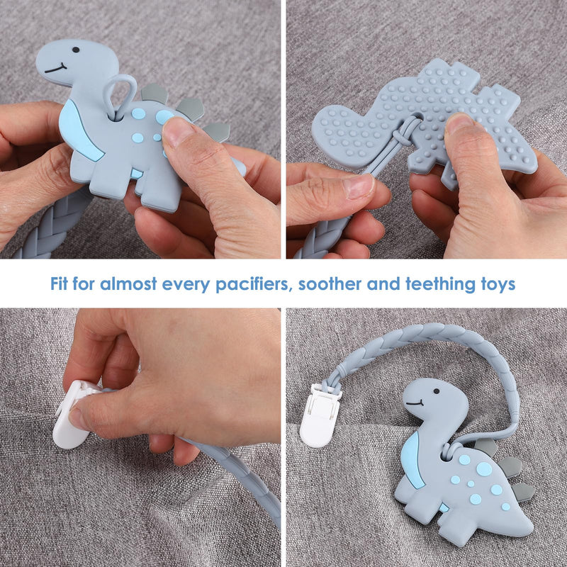 Stylish Silicone Pacifier Clips 4-Pack for Baby Boys and Girls, Woven Rope Flexible Design, Rust-Free Holders for Teething Relief and Baby Essentials, Safe for Newborns (Grey) 4-Pack Weave, Grey