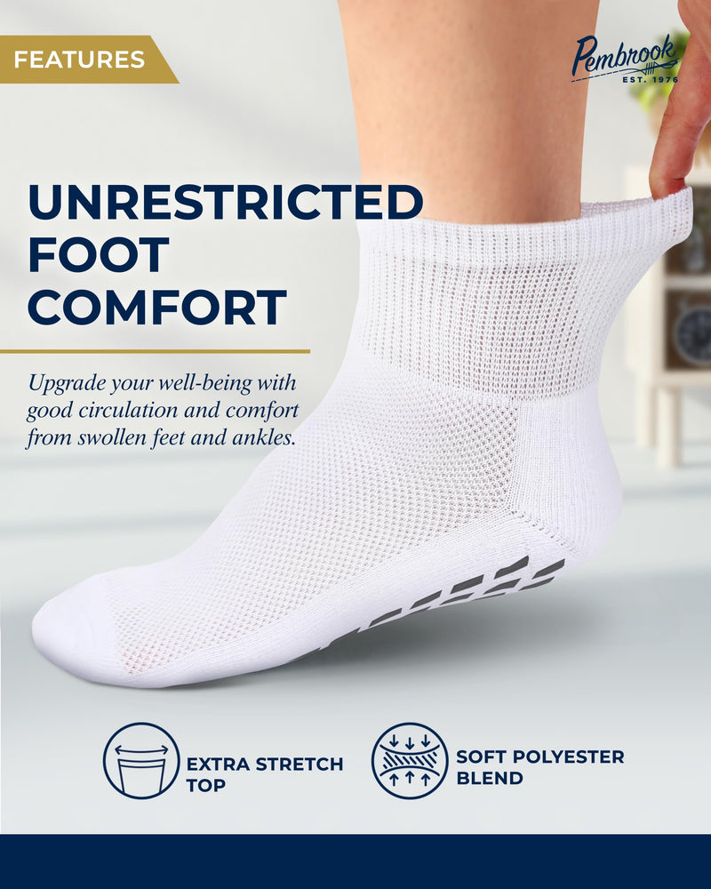 Pembrook 6 Pairs Diabetic Ankle Socks for Men & Women with Grips - 12 Colors Neuropathy Socks for Men | Non Slip | Edema Bright Colors & Neutrals Pack - 6 Pairs Large - BeesActive Australia