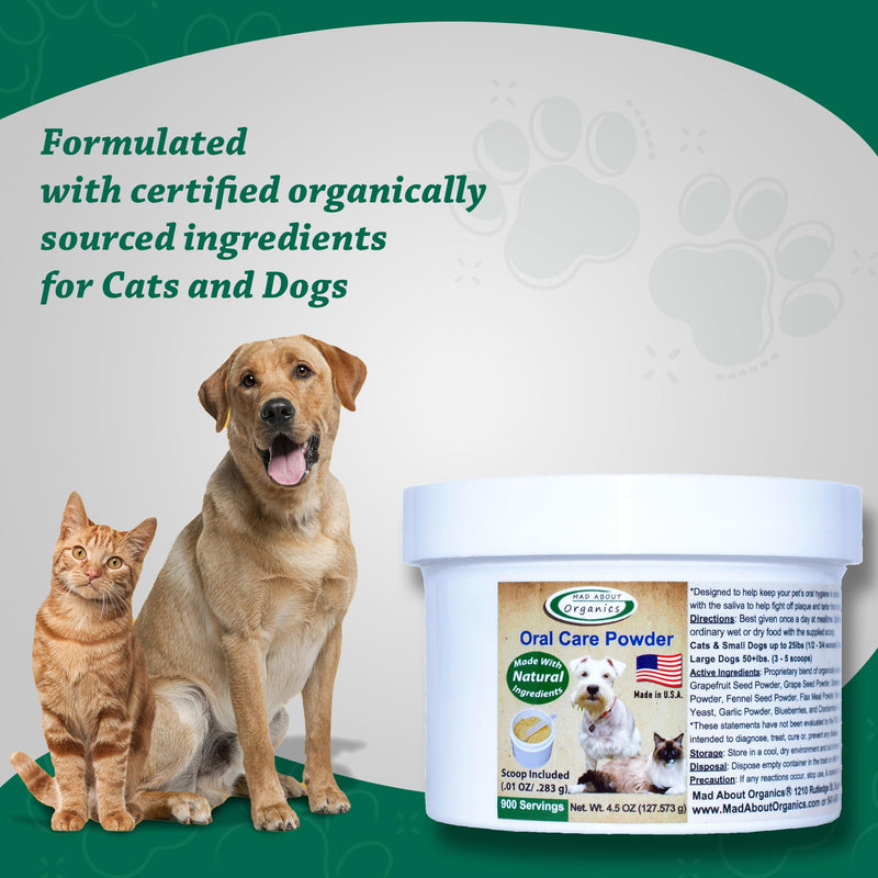 Dog or Cat Oral Care Powder – Tartar and Plaque Remover, Pet Dental Cleaning Powder for Oral Hygiene and Fresh Breath, Teeth Cleaner – 900 Servings, Large Size - 127g 4.5 Ounce (Pack of 1)