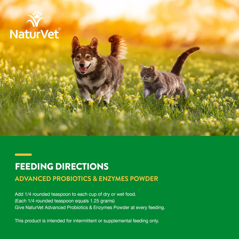 NaturVet – Advanced Probiotics & Enzymes - Plus Vet Strength PB6 Probiotic | Supports and Balances Pets with Sensitive Stomachs & Digestive Issues | for Dogs & Cats (4 oz) 4 oz Powder - BeesActive Australia