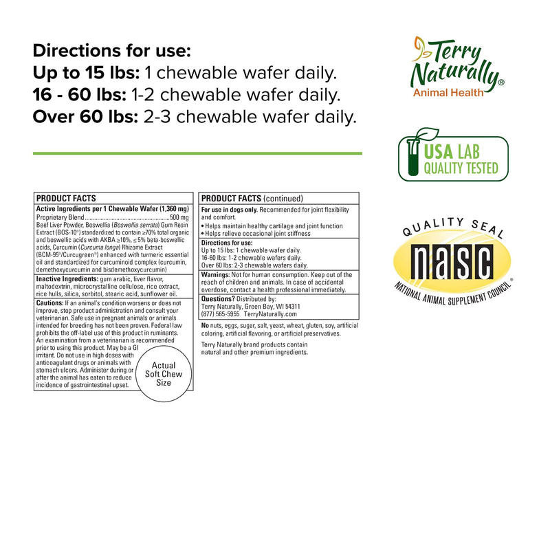 Terry Naturally Animal Health Joint & Hip Formula - 60 Chewable Wafers - Supports Joint Health, Flexibility, Comfort & Mobility - Canine Only - BeesActive Australia