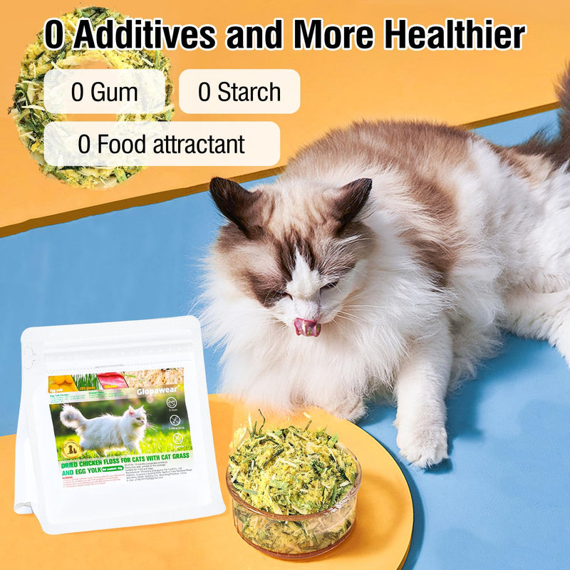 Freeze Drying Cat Grass Treats with Chicken & Egg Yolk - Natural Hairball Relief Snacks for Indoor Cats & Kittens, Healthy Digestive Support, 2.3 oz