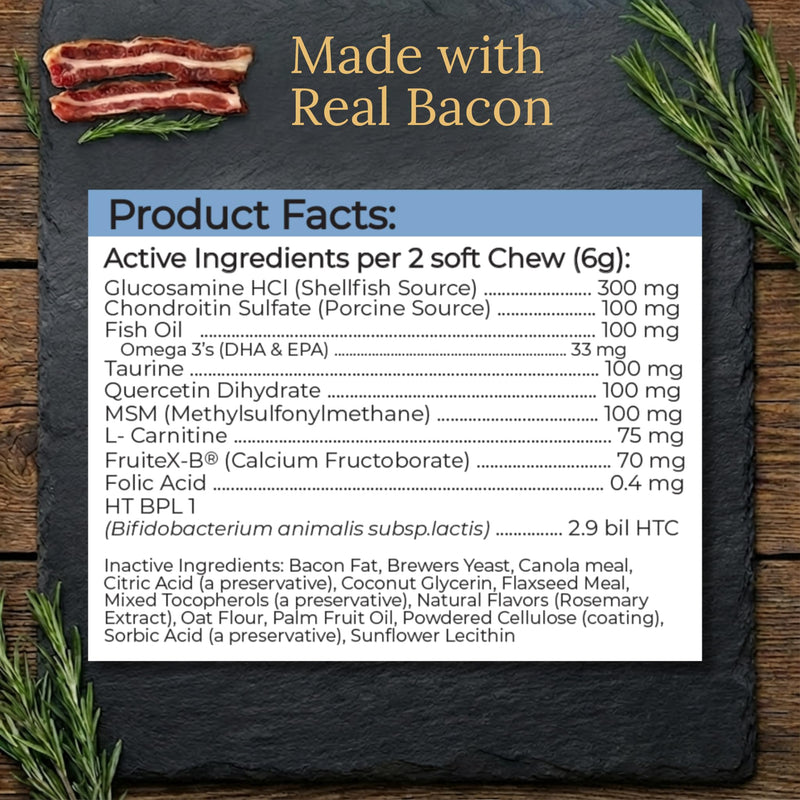 Belgian Malinois Multivitamins, 90 Count, Made in the USA with Real Bacon.