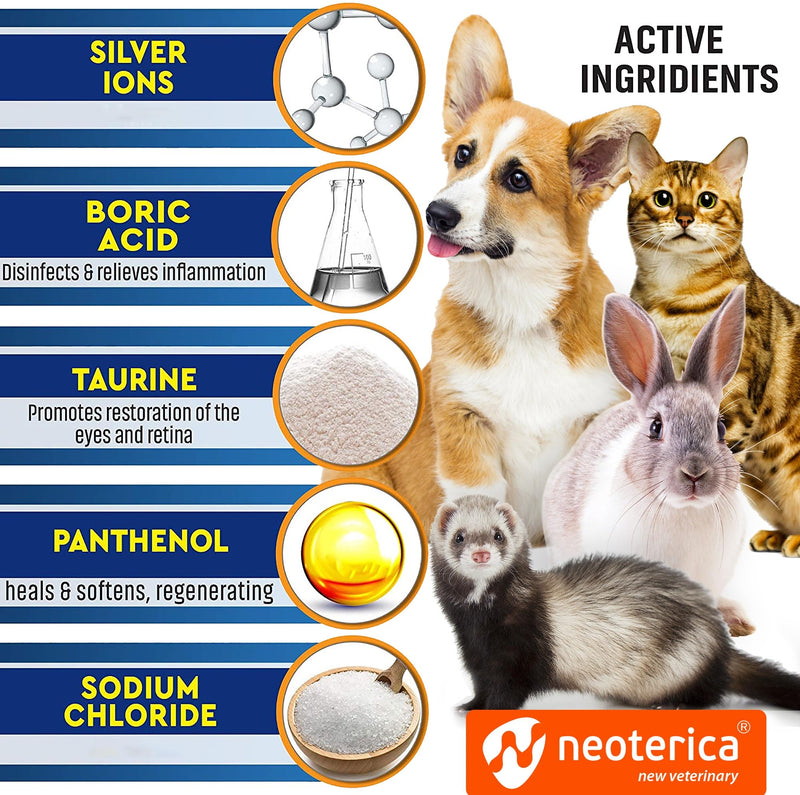 Cat & Dog Eye Wash Drops & Tear Stain Remover, Cleaner | Eye Infection Treatment Helps Prevent Pink Eye, Relief Allergies Symptoms, Runny, Dry Eyes - Safe for Small Animals (Eye Drops) Eye Drops - BeesActive Australia