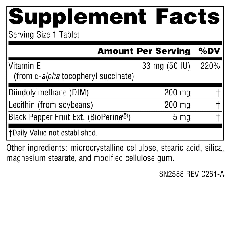 Source Naturals, DIM, Diindolylmethane - 200mg - 30 Tablets | Supports Womens Health | Made With BioPerine, Vitamin E & More | Contains Soy