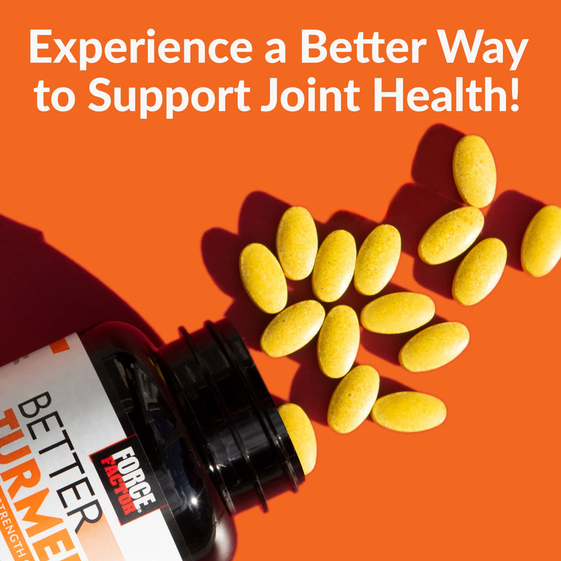 FORCE FACTOR Better Turmeric Joint Support Supplement Featuring HydroCurc Turmeric Curcumin with Black Pepper for Superior Absorption, Clinical Strength Joint Support, 120 Tablets, White Packaging 120 Count (Pack of 1) - BeesActive Australia