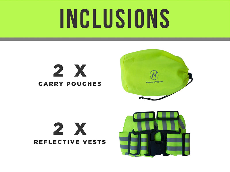 Reflective Vest (2 Pack) Lightweight, Adjustable & Elastic Safety & High Visibility for Running, Jogging, Walking, Cycling Neon Yellow - BeesActive Australia