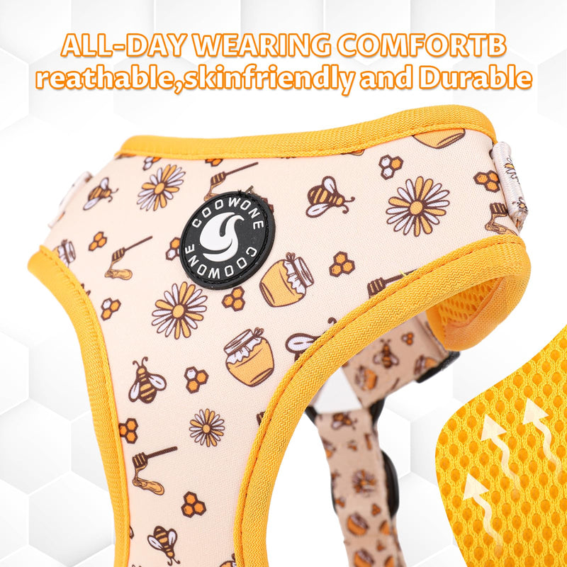Dog Cat Harness and Leash Set, Puppia Soft Mesh Padded and Adjustable Puppy Vest Cute Dog Clothes Escape Proof Easy Walk Dog Accessories (Honeybee, M (Neck 13.4"-16.5"; Chest 17.7"-23")) Honeybee M (Neck 13.4"-16.5"; Chest 17.7"-23") - BeesActive Australia