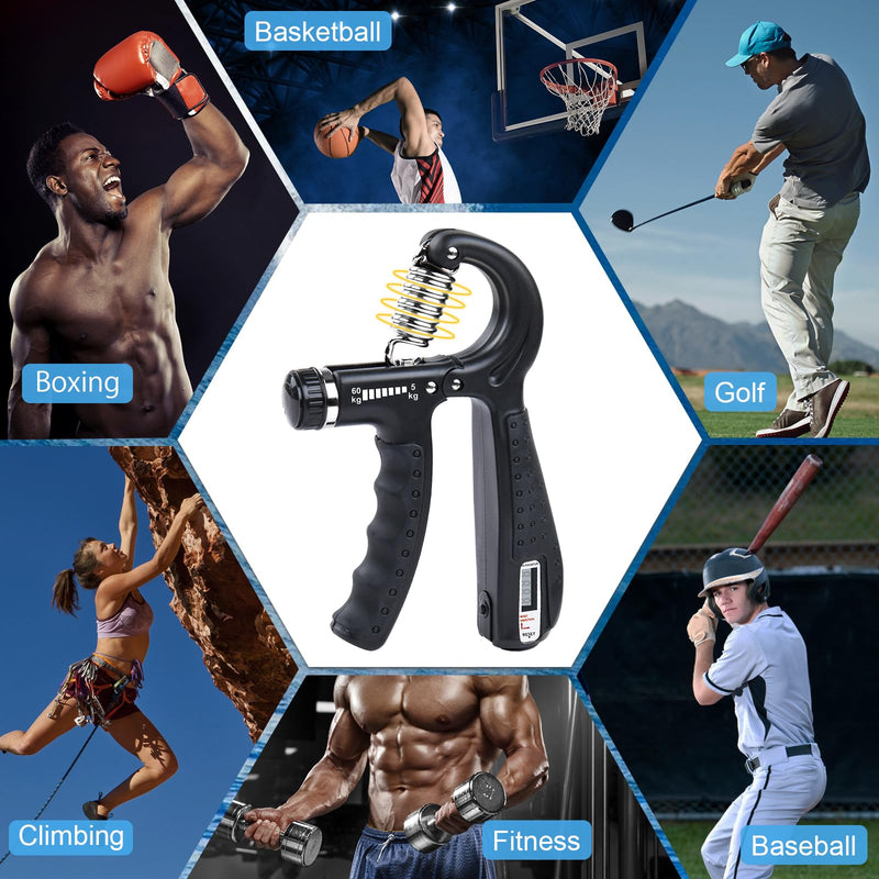 Handeful Grip Strength Tester Trainer - Dynamometer Handgrip Measurer Meter, Handheld Strengthener Exerciser for Sports, School, and Home Use gray with case - BeesActive Australia