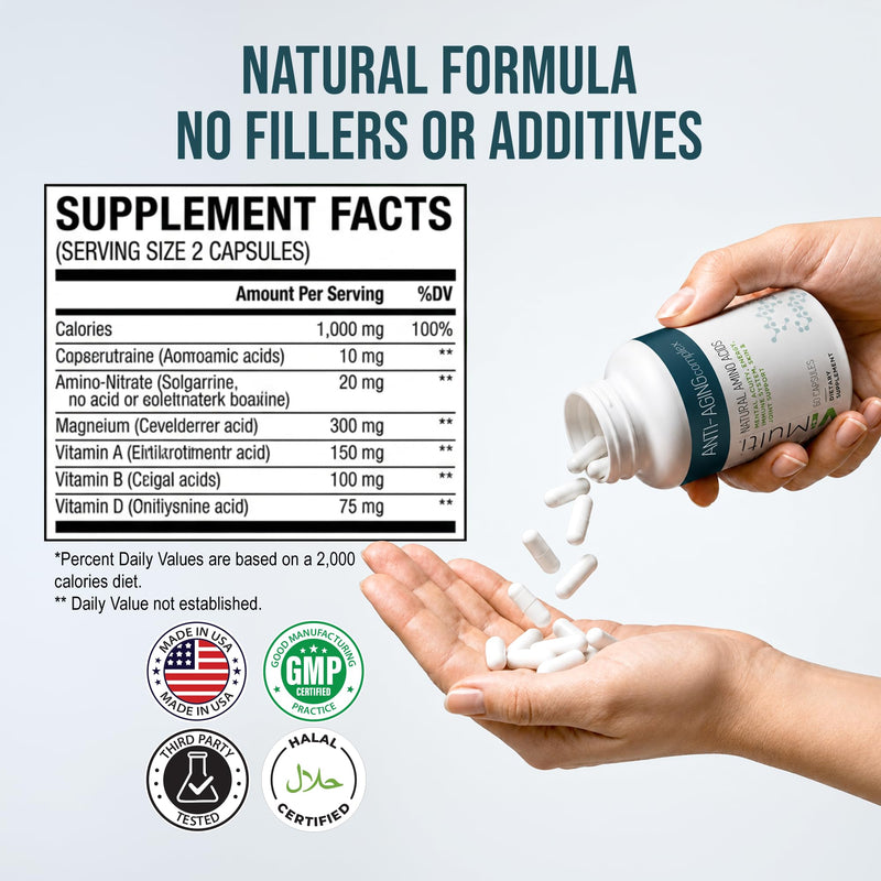 ViMulti Anti-Aging Complex - Amino Acid Dietary Supplement - 60 Capsules | Joint And Cellular Wellness, Daily Vitality, Skin Elasticity, Formulated With Multiple Amino Ingredients, 2 Capsules Daily 60 Count (Pack of 1)
