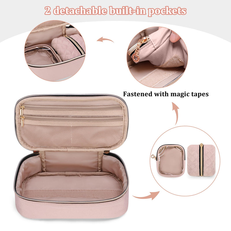 Yarwo Diabetic Travel Case for Blood Glucose Monitor, Test Strips, Syringes Dusty Rose