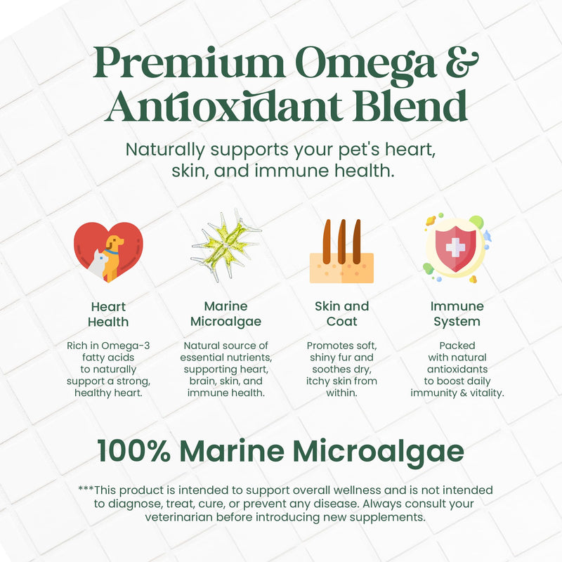 Nourish Pet Co. Phytoplankton Omega & Multi for Dogs & Cats - The Ultimate Wholefood Supplement for Overall Health & Vitality