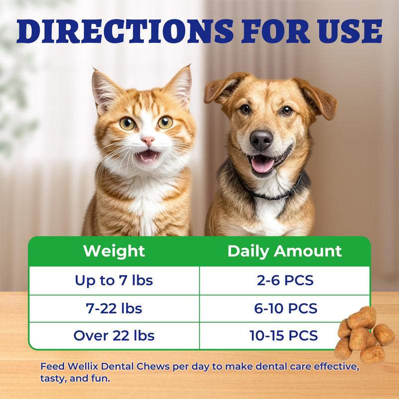 Wellix Dental Treats for Cats and Small Dogs - Crunchy Cat Teeth Cleaning Treats for Fresh Breath & Plaque Control - Pet Dental Chew for Kittens&Puppy - Chicken Flavor (8.82oz)