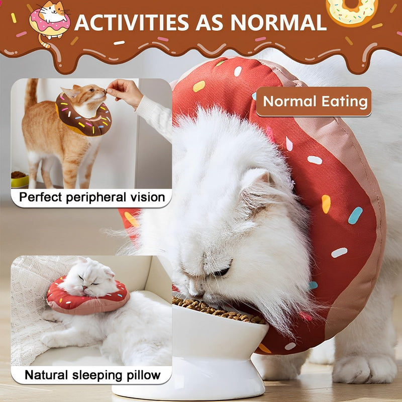 AHEJIOO Cat Neck Brace, Adjustable Cat Collar, Cat Neck Brace, Neck Brace for Cats, Cat Neck Brace, for After Surgery, for Small Dogs and Cats (Brown Donut, M) - BeesActive Australia