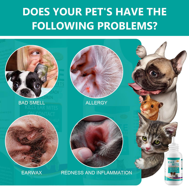 MADGININE Dog Ear Drops Dog Ear Infection Treatment Ear Mite Treatment for Dogs Cats Dog Ear Drops for Infection Antibiotics Alcohol-Free Relieves Itching & Built-Up Wax for Puppy Cats And Dogs