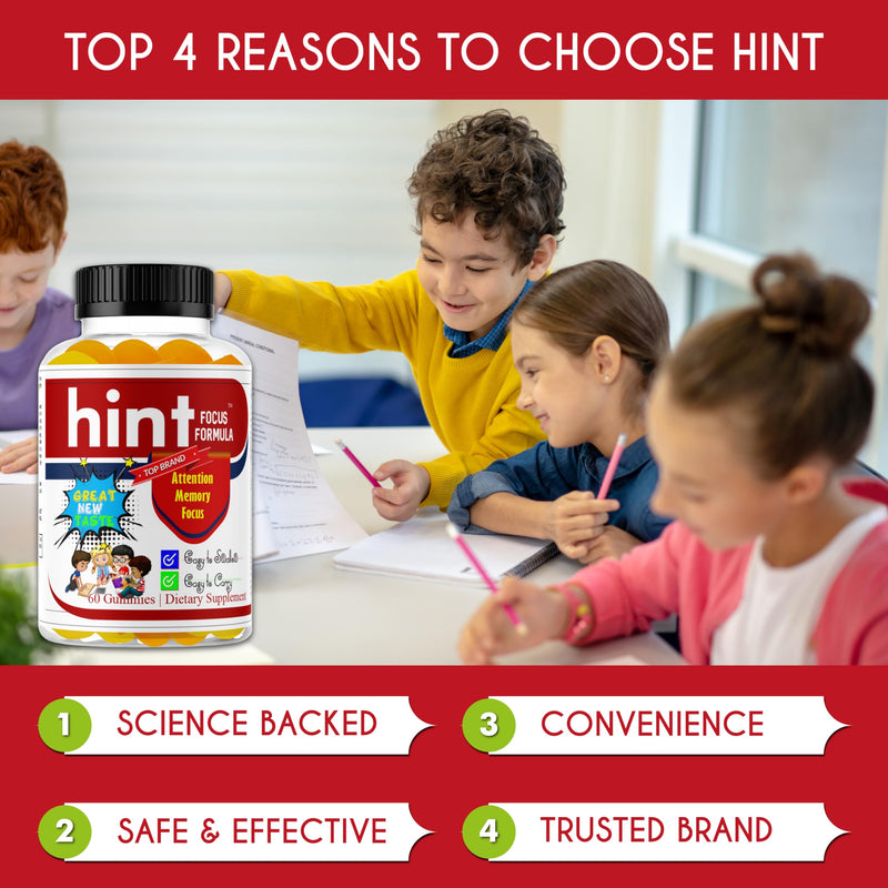 Hint Omega 3 6 9 Gummies for Kids & Teens – Brain Support Focus Gummies for Teens, Kids Memory Vitamins, Non-Fishy, Low Sugar, Non-Fishy – 60 Gummies