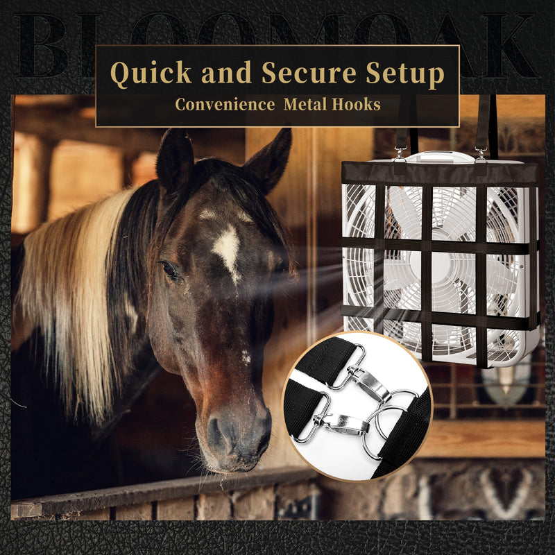 Bloomoak Adjustable Box-Fan-Holder for Horse Stall, Cool Whole House Coverage,Fits 20x20" Fans,Black,Large 27x27" (Black) Black - BeesActive Australia