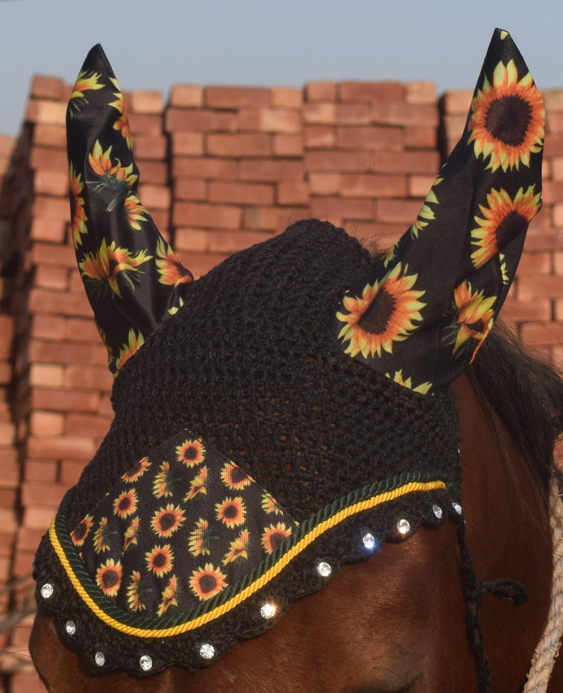 Sunflower Horse Fly Bonnet Net Hat Hood Mask Fly Veil Full Hand Made Cotton Full (COB) COB - BeesActive Australia