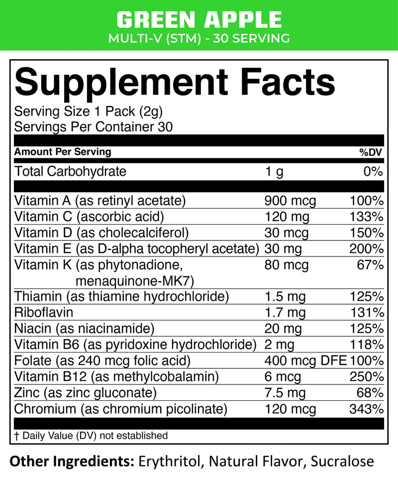 MTN OPS Multi-V STM On-the-Go Daily Multivitamin, 30 Servings | Straight-to-Mouth Multivitamin, Daily Vitamins, On-the-Go Nutrition, Travel Friendly Multi-Vitamins