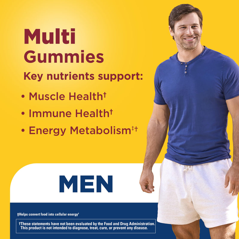 Nature Made Multi for Men, Mens Multivitamins Gummies, 150 Count | Gummy Vitamins and Minerals for Energy Metabolism Support, Multivitamin for Men, Cherry & Mixed Berry Flavors, 75 Day Supply 150 Count (Pack of 1)