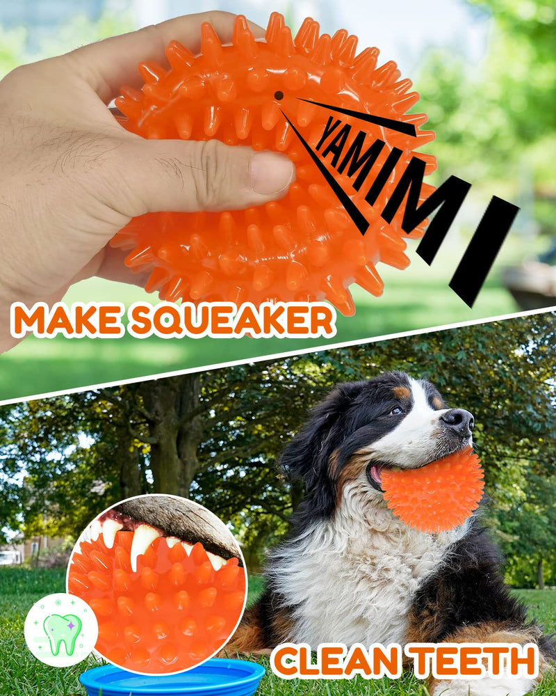 4.5” Heavy Duty Squeaky Dog Balls for Medium Large Dogs, Dog Toys for Aggressive Chewers, Spike Ball Toys for Clean Teeth and Training(2 Pack) 4.5" - BeesActive Australia